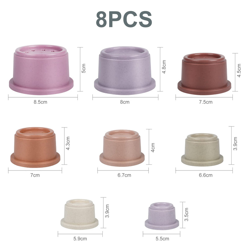 Baby Stacking Toy Cups,Toddler Stackble Bath Toy for 1-3,Nesting Cups Pool Toys for 6-12 Months Infant,Kids Early Educational Montessori Gift for 2-4 Years Old Boys Girls Petal - BeesActive Australia