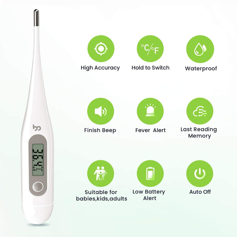 Femometer Oral Thermometers, Digital Thermometer Adults Kids Babies, Accurate Switchable Body Temperature Thermometer (Gray) - BeesActive Australia