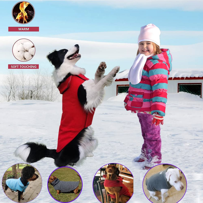 BONAWEN Fleece Dog Coat Winter Pet Jacket Reflective for Cold Weather for Large Medium Small Dogs 3Xl:chest girth 30-37.4",body 22.8" Red - BeesActive Australia