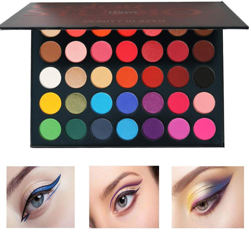 Color Studio Press Power 35 Shades Shimmer Matte Eyeshadow Waterproof Long Lasting Professional Makeup Shadows Pallets Eye… 35 color - BeesActive Australia