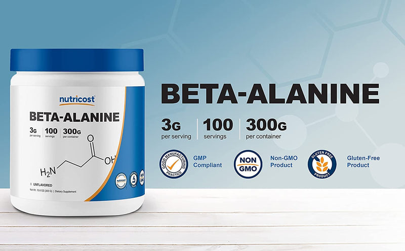 Nutricost Beta Alanine Powder 300 Grams (10.6oz) - 3 Grams Per Serving 10.6 Ounce (Pack of 1) - BeesActive Australia