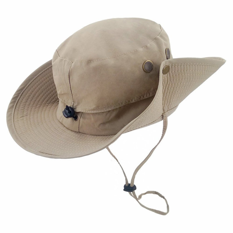 [AUSTRALIA] - LETHMIK Outdoor Waterproof Boonie Hat Wide Brim Breathable Hunting Fishing Safari Sun Hat Beige (Waterproof) Model 0023 One Size 