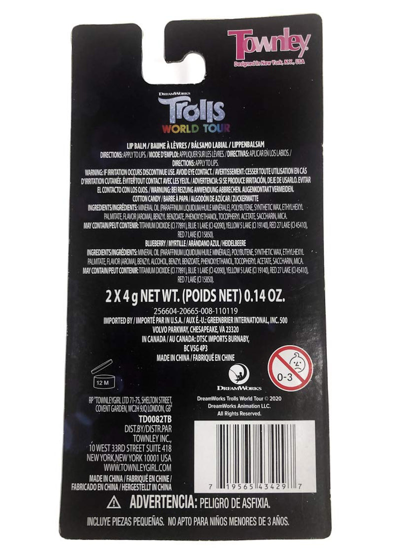 Taste Beauty Flavored Lip Balm - Trolls Flavored Lip Balm - 2 Pack - Blueberry & Cotton Candy Flavored Lip Balms - BeesActive Australia