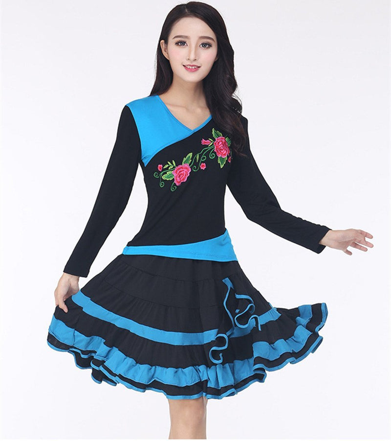 [AUSTRALIA] - YoYoiei Women's Plus Size Elegant Ruffle Dancewear Party Waltz Dance Skirts Costumes Medium No.01 