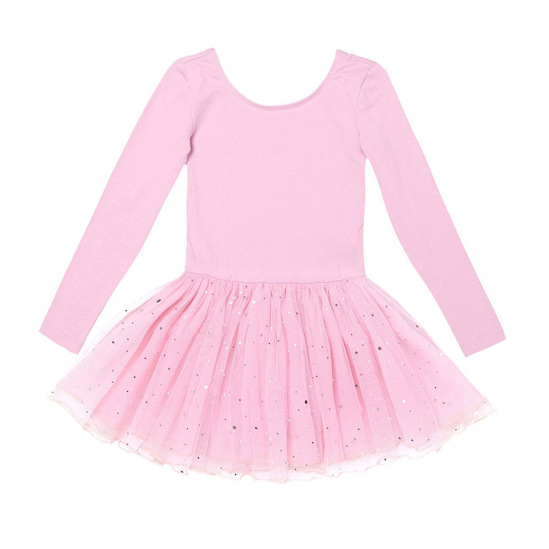 [AUSTRALIA] - iEFiEL Girls Classic Sparkle Tulle Long Sleeves Ballet Dance Tutu Dress Leotard Costume Pink 2 