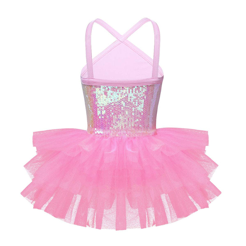 [AUSTRALIA] - TiaoBug Girls Shiny Strap Sleeveless Leotard for Kids Dance Ballet Tutu Dress Princess Ballerina Fancy Party Dress up Costume Pink 8 / 10 