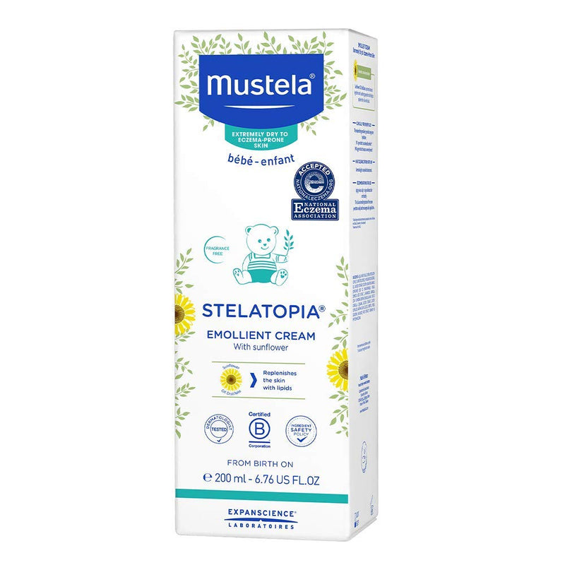 Mustela Stelatopia - Emollient Baby Cream - for Eczema-Prone Skin - with Natural Avocado & Sunflower Oil Distillate - Fragrance Free - 6.76 Fl Oz New Packaging - BeesActive Australia