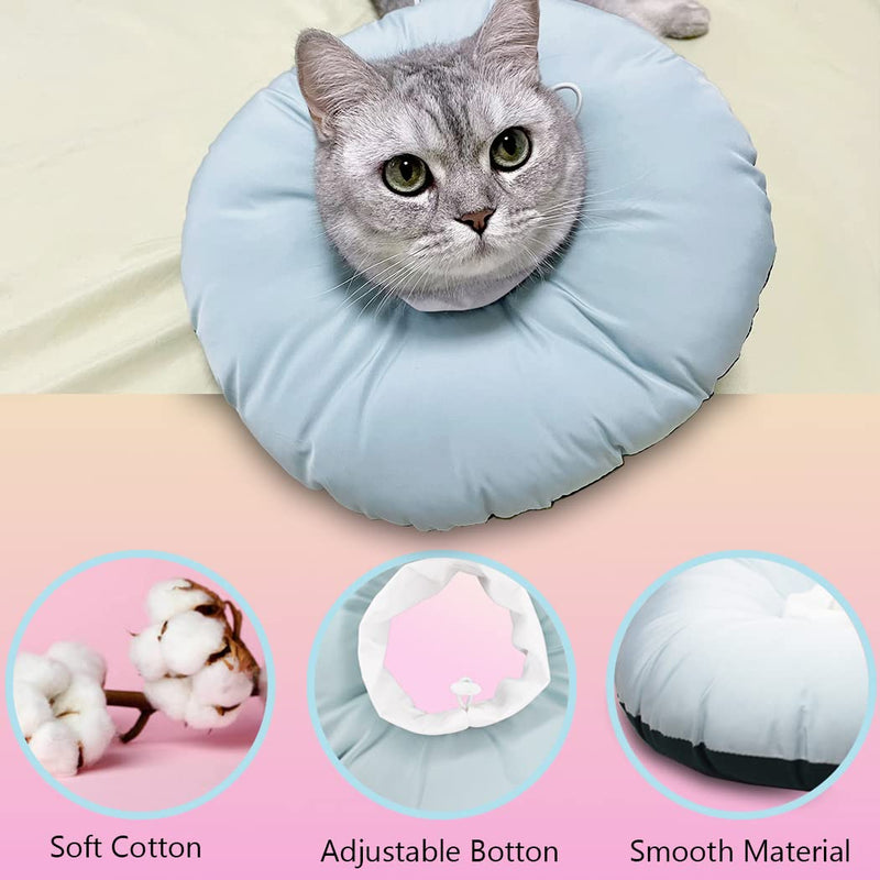 NUA-CLOX Cat Cone Collar Soft for Cats and Medium Small Dogs for After Surgery - Comfy Cat Recovery Collar - Dog Cones Alternative - Adjustable Protective Cat Donut Collar - Elizabethan e Collar for Cats - Healing Neck Pillow Light Blue & Dark Green L - BeesActive Australia