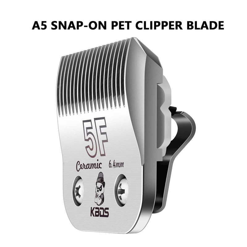 KBDS Detachable Pet Dog Grooming Ceramic Clipper Blades,Compatible with Most Andis,Oster A5/A6,Wahl KM Series Clippers,Size 5FC 1/4'' Inch 6.4mm Cut Length, 5F Blade - BeesActive Australia