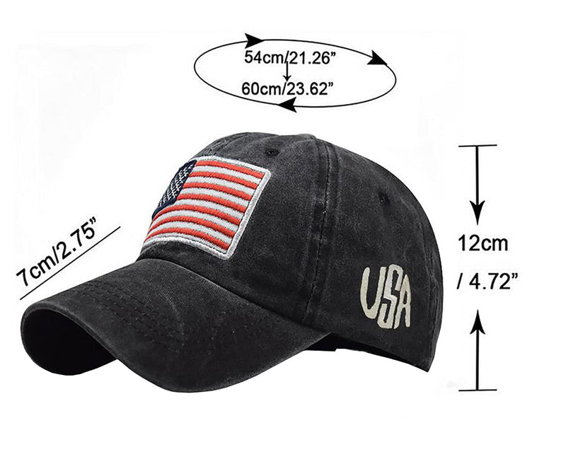 Adjustable Baseball Cap American Flag Hat Headdress Outdoor Sports Cap Peaked Cap Cotton Black - BeesActive Australia