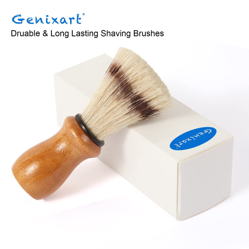 Genixart Shaving Brush, Selected Horsehair Bristle Shave Brush, Handmade Shaving Brushes for Men with Varnished Wooden Handle (1 pc Gift Pack) 1 - BeesActive Australia