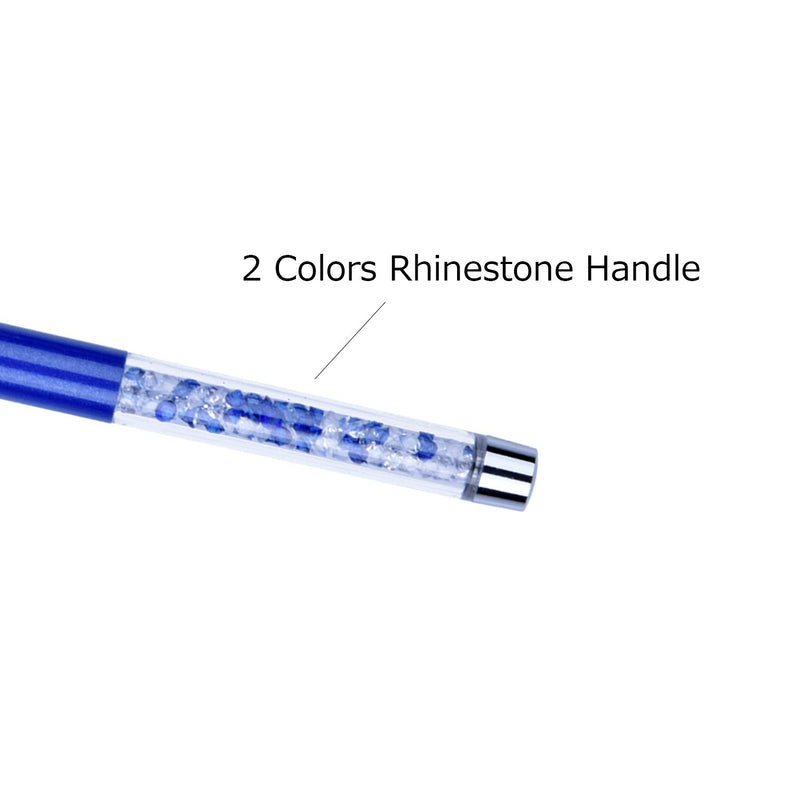 Ycyan 1Pcs Oval UV Gel Nail Brush Rhinestone Handle Professional Nail Art Tools Size 8 Blue - BeesActive Australia