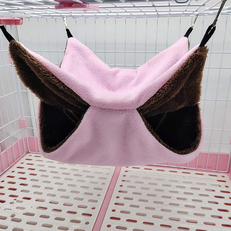 Bird Nest Double Layer Hanging Hammock Bed Toy for Parrot Parakeet Cockatiel Conure Cockatoo African Grey Amazon Lovebird Finch Budgie Hamster Rat Gerbils Chinchilla Cage Perch Pink - BeesActive Australia