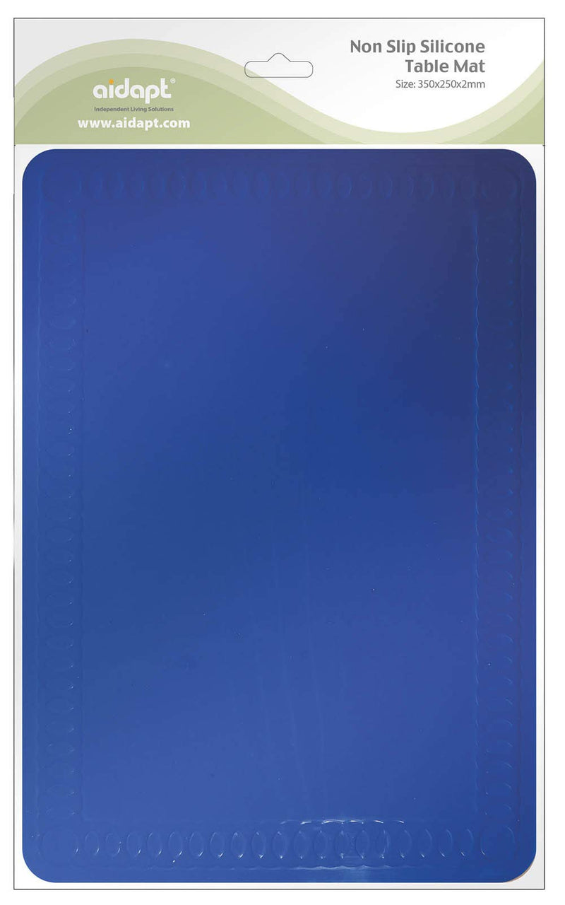 Aidapt Anti Slip Wipe Clean Heat Resistant Silicone Table Mat 350x250mm in Blue Single - BeesActive Australia