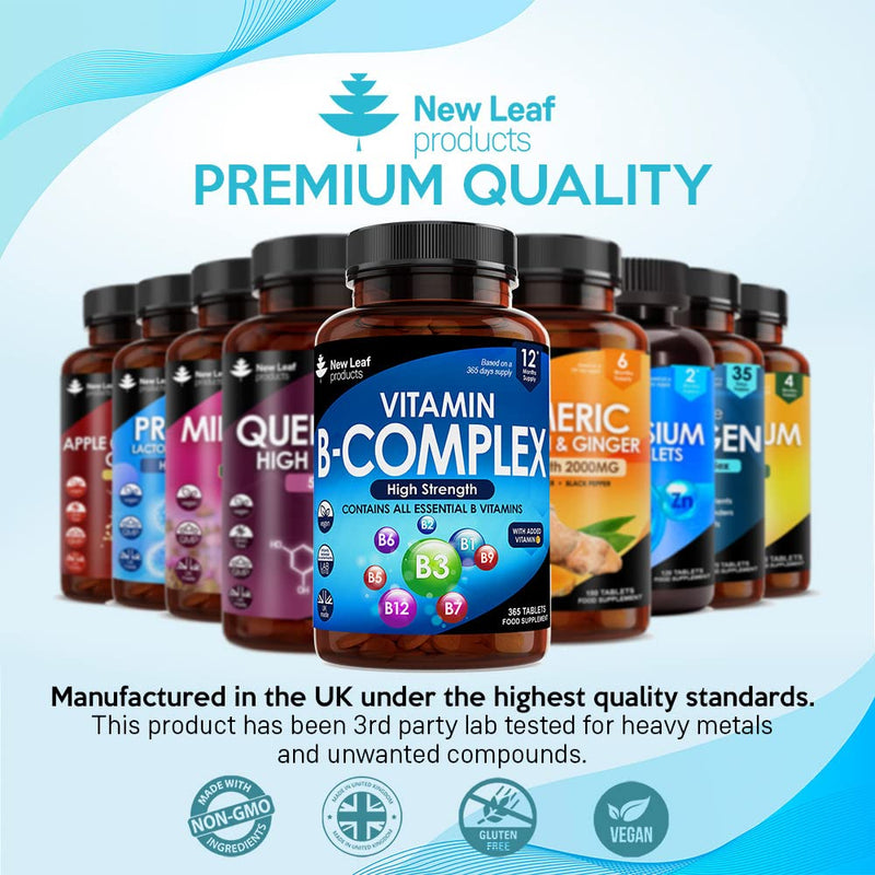 Vitamin B Complex - 365 Small Tablets (One Year Supply) High Strength All 8 B Vitamins B1-B2-B3-B5-B6-B12, Biotin, Folic Acid and Vitamin C - Reduction of Tiredness, Energy & Immune Support - UK Made - BeesActive Australia