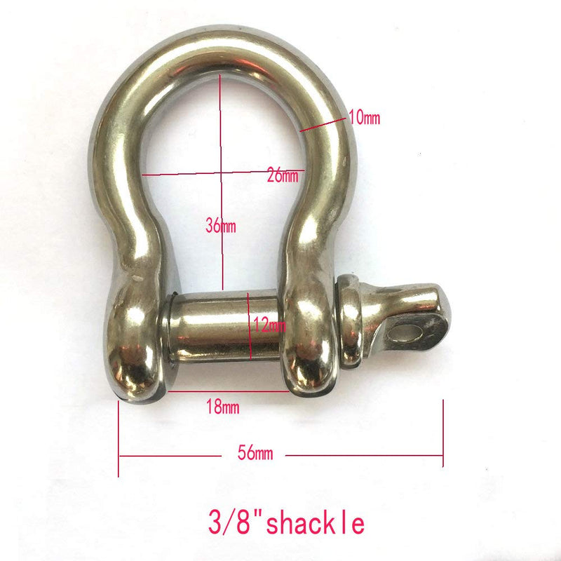 [AUSTRALIA] - JingYi Silver Color Stainless Steel Screw Pin Anchor Shackles Choose from 3/6" to 5/8" 3/8" 