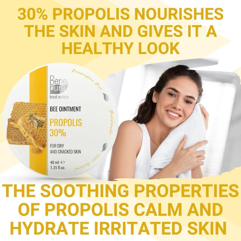 BenePura Propolis Ointment, Natural 30% Propolis Ointment for Irritated, Dry and Cracked Skin, 40 ml - BeesActive Australia