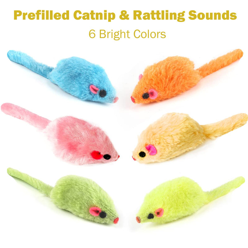 MeoHui Fur Mice Cat Toys, Rattling Catnip Cat Toys Mice, 5.5” Real Little Mice Size Cat Mouse Toys with Rattle Sound, Catnip Prefilled Cat Mice Toy for Indoor Cats Kitten Interactive Play Fetch 12PCS - BeesActive Australia