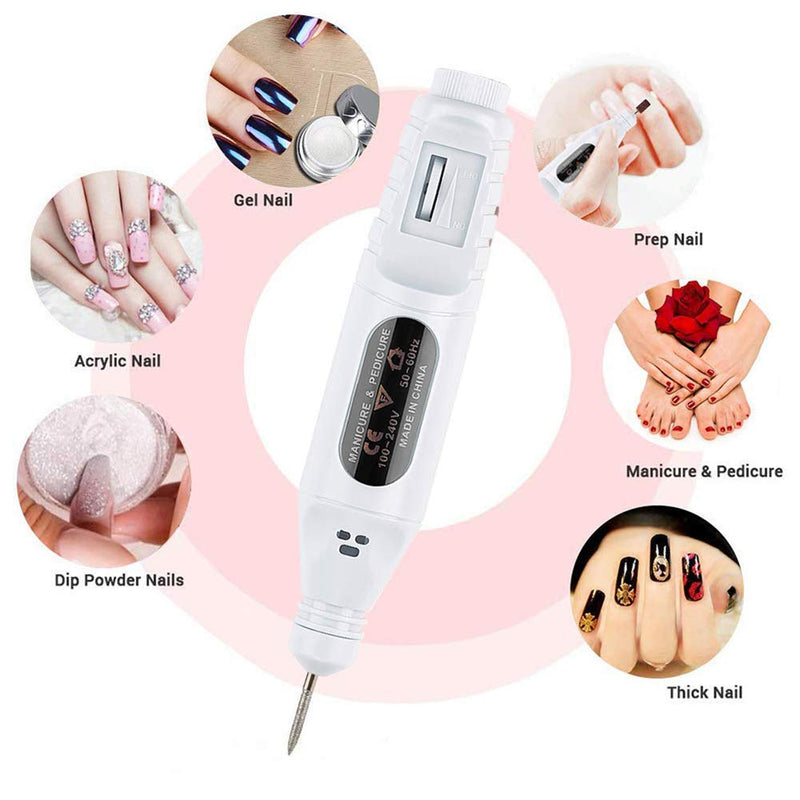 WmcyWell Portable Electric Nail Drill Acrylic Nail Kit Tools Nail Drill File Kit Finger Toe Care Nail Tips Salon Manicure Pedicure Polishing Machine (One Size,Rose Red) One Size Rose Red - BeesActive Australia