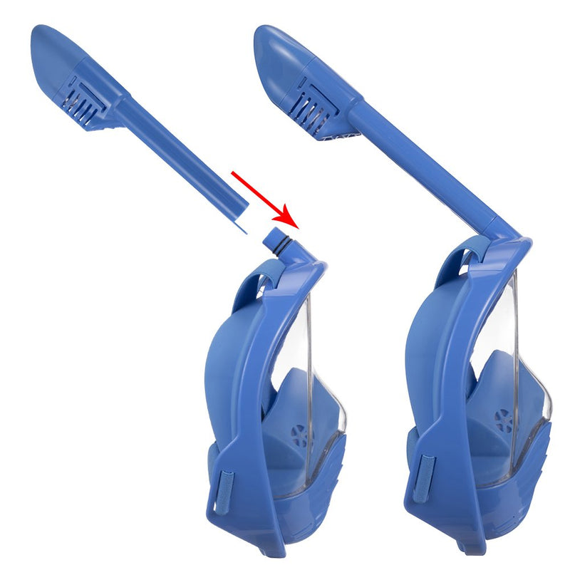 [AUSTRALIA] - QingSong Full Face Snorkel Mask Kids, Snorkeling Mask with Detachable Camera Mount, 180 Panoramic Upgraded Dive Mask with Newest Breathing System, Dry Top Set Anti-Fog Anti-Leak 1Blue X-Small 