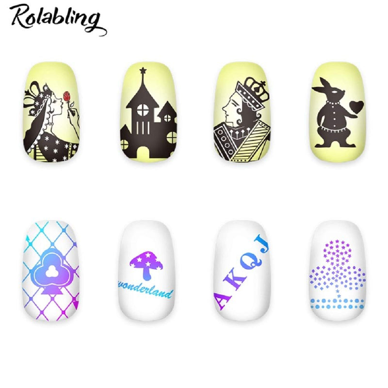 Rolabling Nail Art Stamping Plates Stamping Templates Playing Card Pattern Nail plate Template Image Plate Stencil Nails Tool (FA035) FA035 - BeesActive Australia