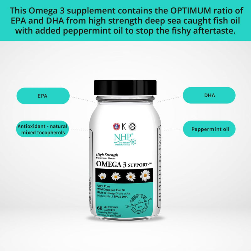 Natural Health Practice Omega 3 Fish Oil Support Supplement (60 Capsules) High Levels of EPA & DHA Softgel Capsules - BeesActive Australia