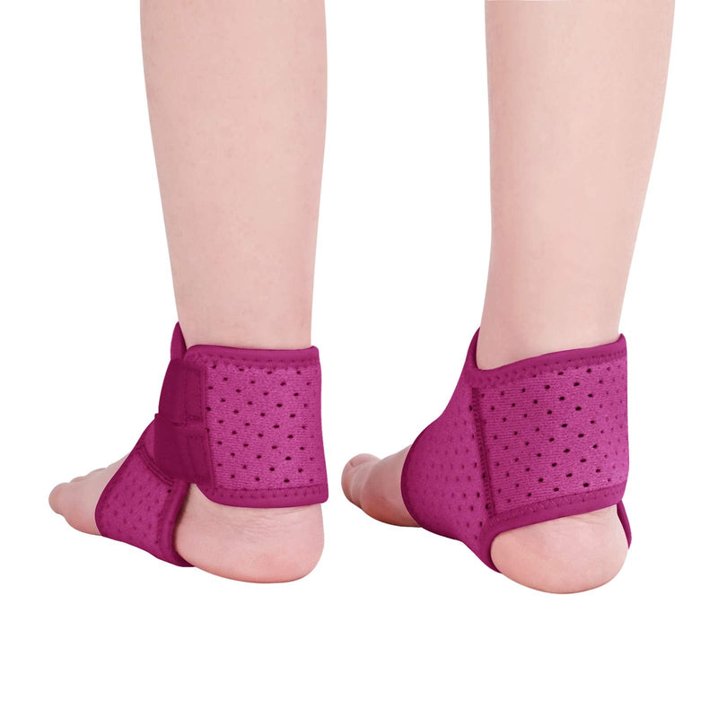 A Pair Kids Teens Ankle Support Braces Mesh Breathable Ankle Brace Compression Sleeves Adjustable Sports Running Foot Support Wraps Injury Prevention Protection Sprained Weak Ankles Stabilizer Guard Rose Red Small (US Shoe Size 1-4) - BeesActive Australia