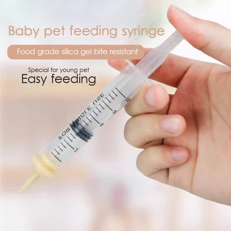 Pet Feeding Syringe with Nipple, Silicone Feeding Tools for Kitten Puppy Feeding Syringe for Newborn Cat Dog Small Animals Rabbits 1ml+3ml+5ml - BeesActive Australia