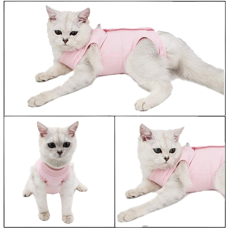 Coppthinktu Cat Recovery Suit for Abdominal Wounds or Skin Diseases, Breathable E-Collar Alternative for Cats and Dogs, After Surgery Wear Anti Licking Wounds Medium Pink - BeesActive Australia