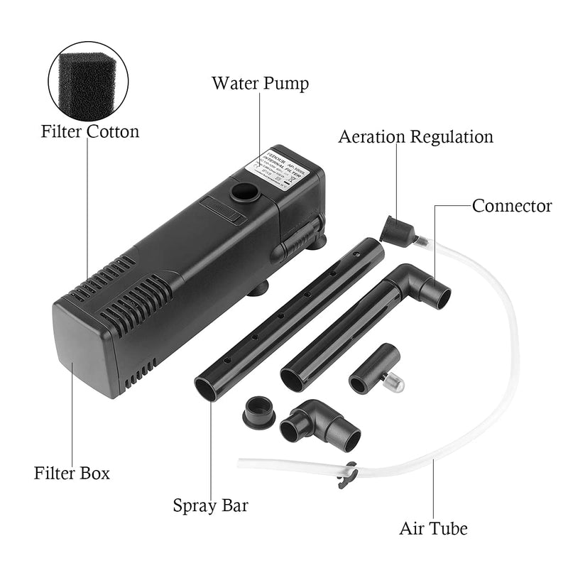 FEDOUR Submersible Aquarium Internal Filter, Filter with Water Pump for Fish Tank up to 35 Gallon for 5-35 gallon-new - BeesActive Australia