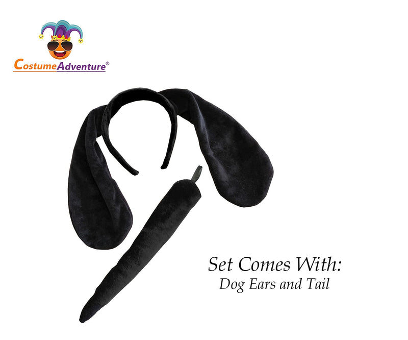 Black Dog Ears Headband Black Puppy Ears and Tail Black Floppy Dog Ears Tail Set - BeesActive Australia