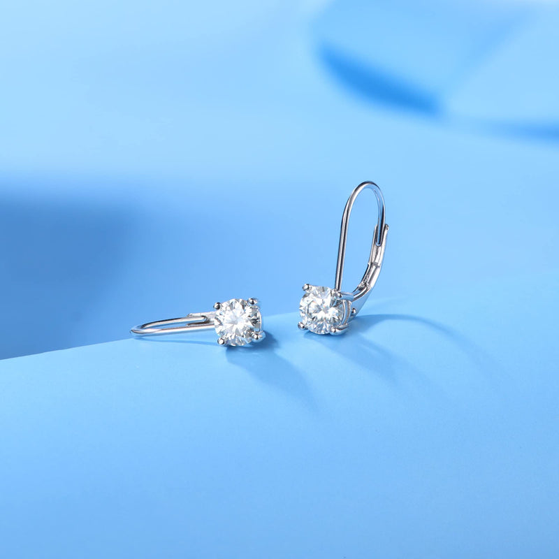 Blahanna Moissanite Earrings,1.0ct-2.0ct D Color Brilliant Round Cut Lab Created Diamond Earrings 18K White Gold Sterling Silver Dangle Earrings Moissanite Leverback Drop Earrings 1.0 carats(0.5ct*2) - BeesActive Australia