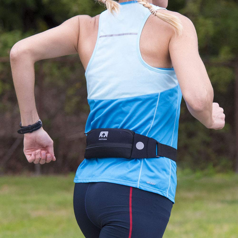 [AUSTRALIA] - NATHAN Running Belt Waist Pack 5K with Reflective Detail, Zippers and Adjustable Pouch Strap - Runners Fanny Pack - Bounce Free Pouch, Ultra-Lightweight Neoprene - Fits all Phones (iPhone, Android, Windows) - For Men and Women - Running, Biking, Hiking... 