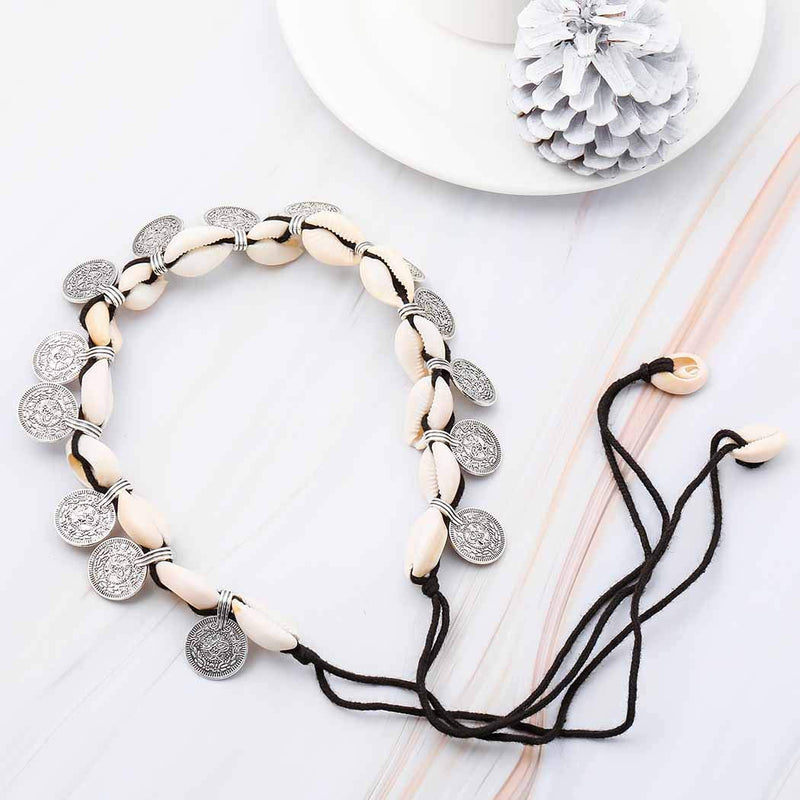 Edary Boho Necklace Chain Shells Chokers Coins Necklace Jewelry Accessories for Women and Girls. - BeesActive Australia