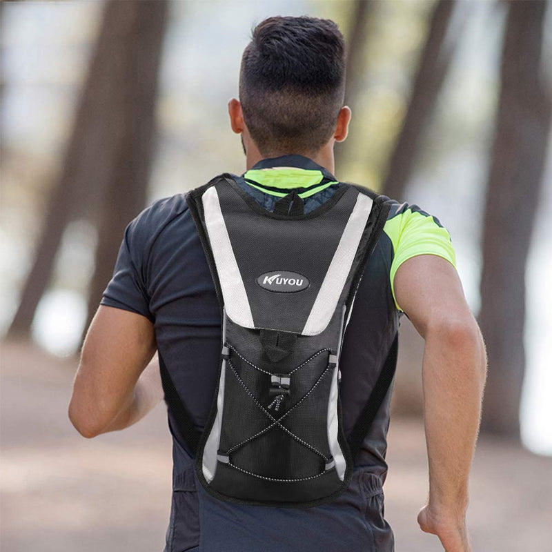 [AUSTRALIA] - KUYOU Hydration Pack with 2L Hydration Bladder Water Rucksack Backpack Bladder Bag Cycling Bicycle Bike/Hiking Climbing Pouch Black 