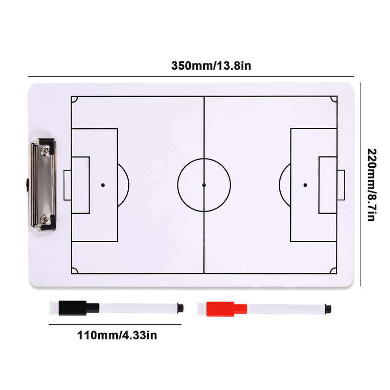 LUTER Soccer Clipboard for Coaches Tactics Whiteboard, Double-Sided Dry Erase Clipboard with 2pcs Dry Erase Marker Pens 2pcs Pen Holders and Carabiner, Coaches Marker Board for Soccer Coach & Referee - BeesActive Australia