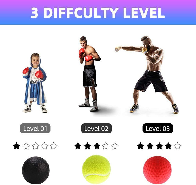 Govary Boxing Reflex Ball Set with Headband - 3 Difficulty Levels Funching Balls, Perfect for Reaction, Agility, Punching Speed, Fight Skill and Hand Eye Coordination Training - BeesActive Australia