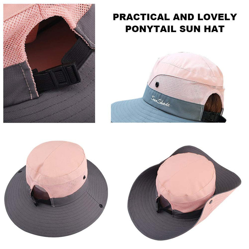 [AUSTRALIA] - Peicees Women's Outdoor UV Protection Foldable Mesh Wide Brim Beach Fishing Hat Light Pink 