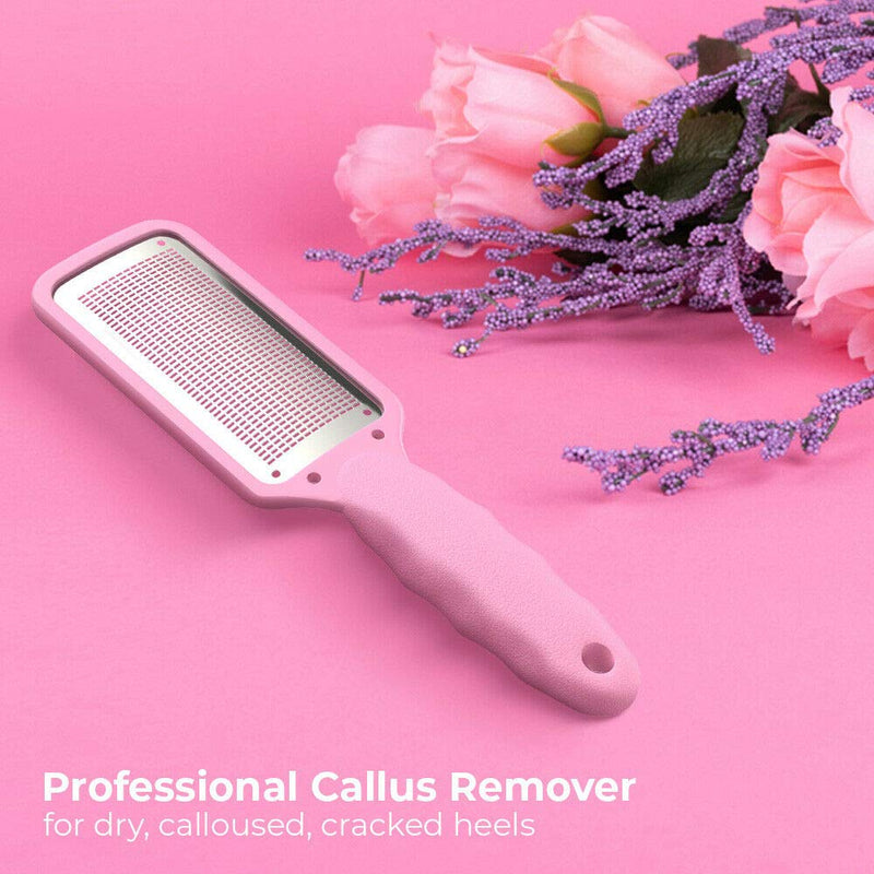 Nylea Foot File Callus Remover, Premium Foot Rasp to Remove Hard Skin on Both Wet or Dry Feet. Professional Stainless Steel Files Remover Feet Scrubber Pink - BeesActive Australia