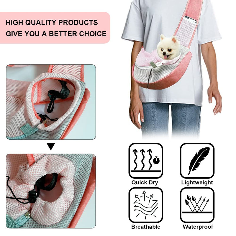 FEimaX Pet Dog Sling Carrier Puppy Pet Slings Bag for Small Dogs Cats Satchel Carriers Breathable Mesh Hand Free with Adjustable Strap Doggie Crossbody for Outdoor Travel Pink - BeesActive Australia