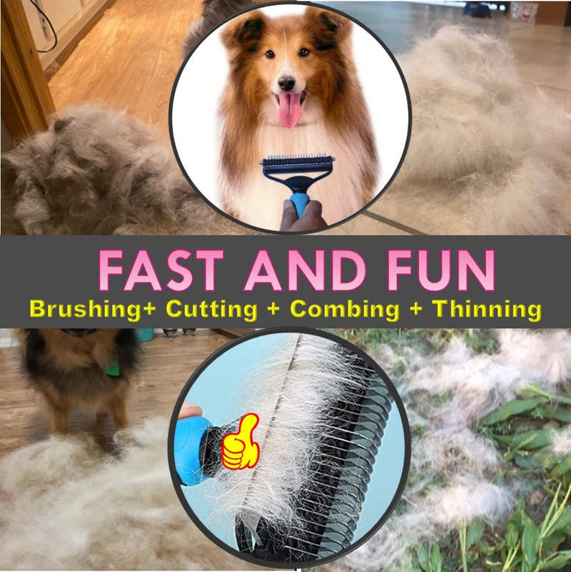 Undercoat Rake, Dog Brush, Deshedding Brush, Dog Brush for Shedding, Dog Deshedding Brush, Dog Shedding Brush Deshedding Tool for Long Haired Pets Cats or Dogs, Saving Safe Fast 1+2 pcs - BeesActive Australia
