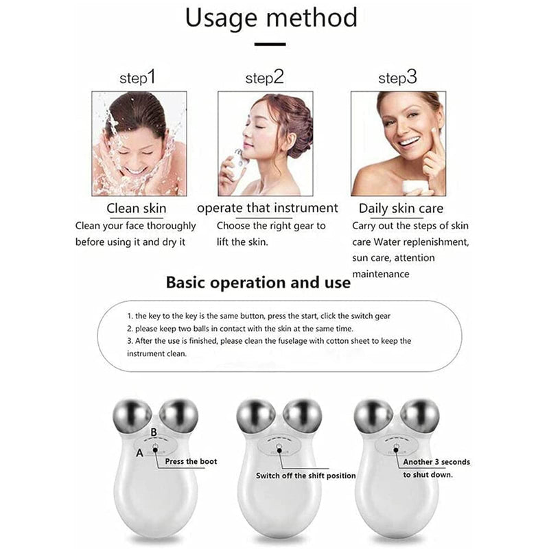 2023 New Microcurrent Face Device Roller,Lift The face and Tighten The Skin USB Mini microcurrent face Lift Skin for Facial Wrinkle Remover Toning Device(White) - BeesActive Australia