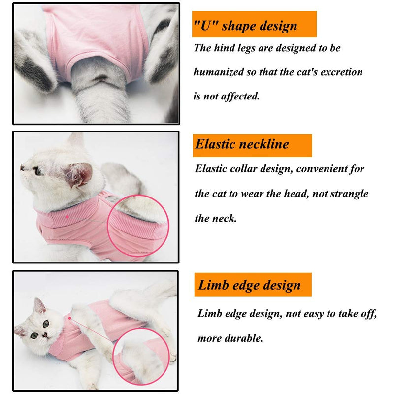 Coppthinktu Cat Recovery Suit for Abdominal Wounds or Skin Diseases, Breathable E-Collar Alternative for Cats and Dogs, After Surgery Wear Anti Licking Wounds Medium Pink - BeesActive Australia