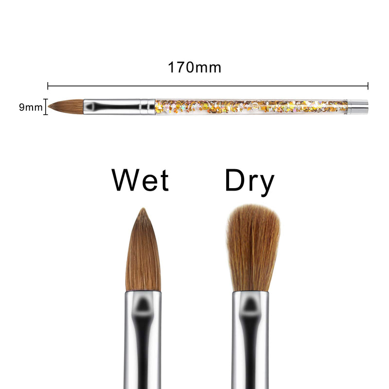 Pure Kolinsky Hair Bristles Acrylic Nail Brush, Feugole Sable Nail Art Pen With Liquid Glitter Handle Manicure Pedicure Brushes Tool for Nail Art Salon,Drawing and Painting, 14 - BeesActive Australia