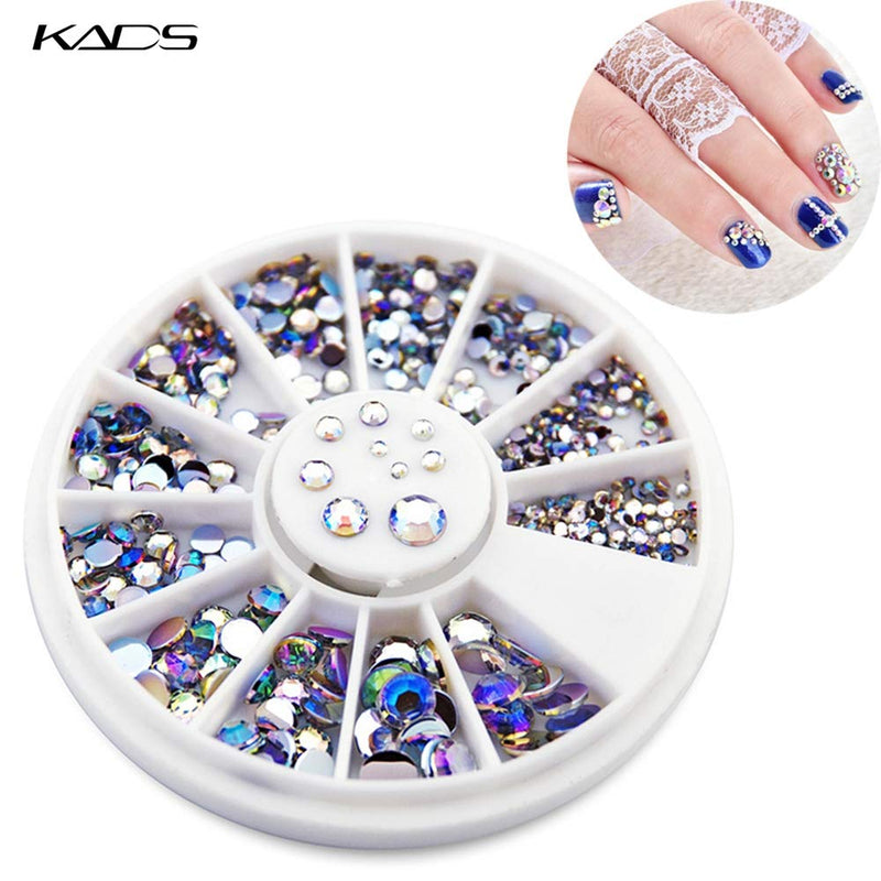 KADS 2X550pcs 1.5mm/2mm/2.5mm/3mm/4mm/5mm AB Round Nail Art Decorations Rhinestone for Nail Accessories for Nail Decoration Size1 - BeesActive Australia