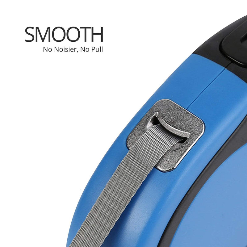 CFMOUR Retractable Dog Leash, 16ft No Tangle Retractable Leashes with Clicker for Puppy Small Medium Dogs Upto 44lbs, Strong Nylon Tape/Ribbon, One-Handed Brake Pause Lock Blue - BeesActive Australia