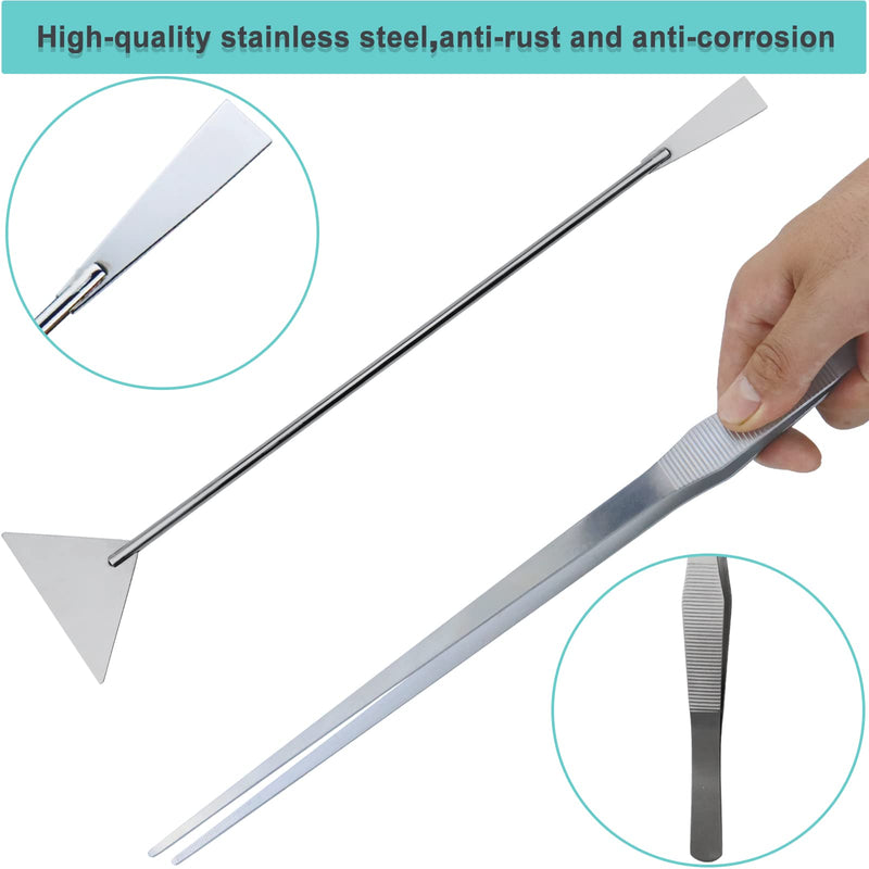 Aquarium Aquascape Tools Kit, Long 15 Inch Stainless Steel Aquatic Plants Tools, 4 in 1 Anti-Rust Aquascaping Tweezers Scissors Spatula Scrapers Tool Set for Fish Tank Cleaning Plant Trimming Shears - BeesActive Australia