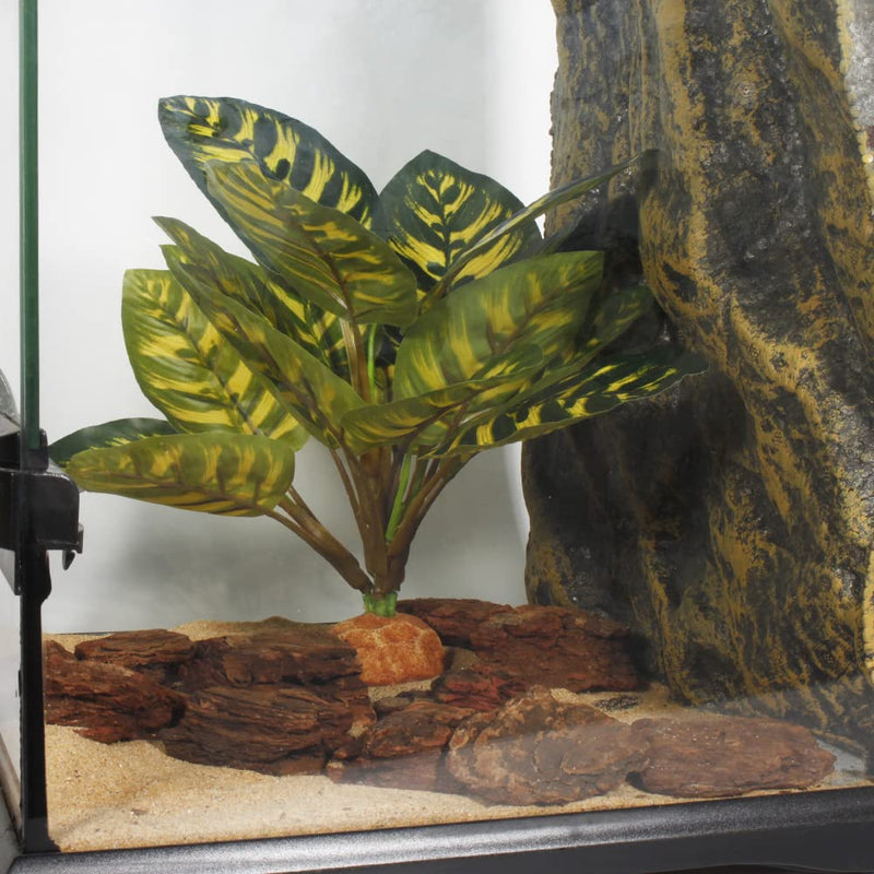 WOLEDOE Reptile Terrarium Decor Plants, Bearded Dragon Tank Accessories fit Crested Gecko Leopard Lizard Chameleon Ball Python Snake Frog - Yellow Fake Prayer Peacock Plants - BeesActive Australia