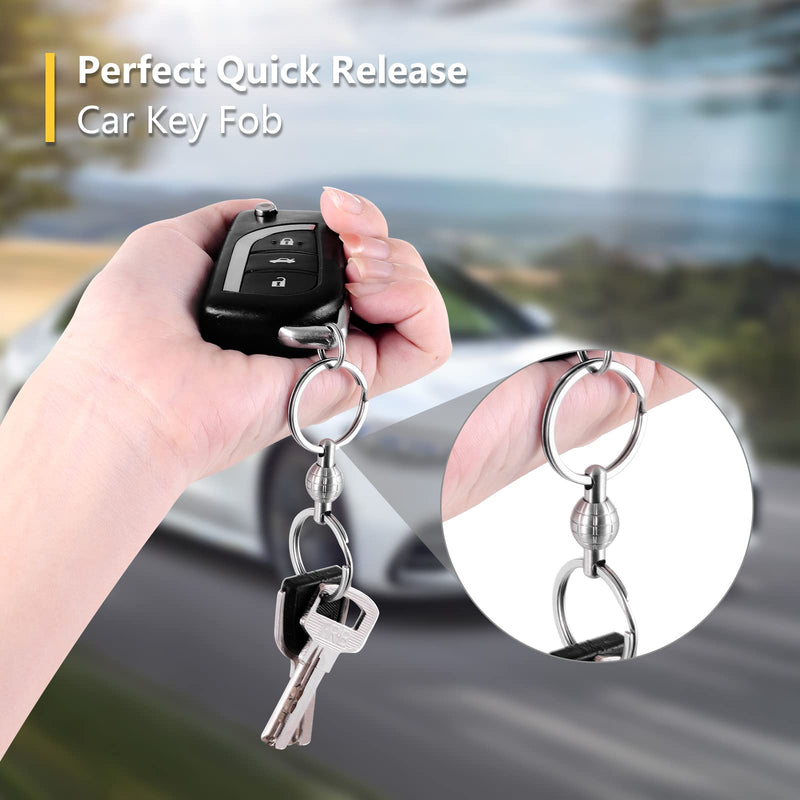 JEINAPA 316L Stainless Steel Quick Release Keychain, Pull Apart Detachable Double-End Swivel Keychain Heavy Duty Car Key Holder with 2 Key Rings (Grenade-Shape) - BeesActive Australia