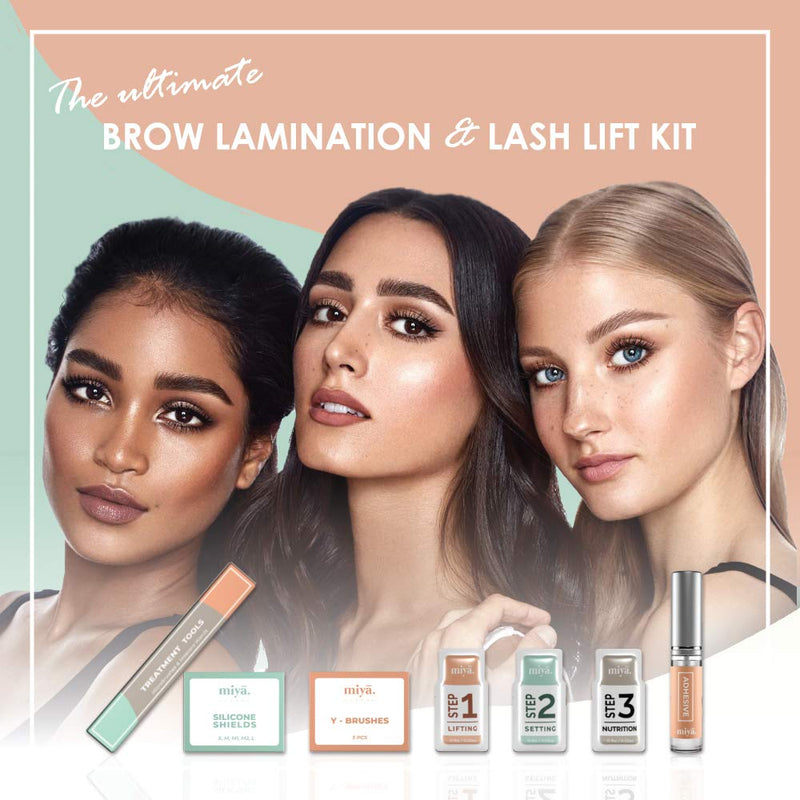 MIYA LASH 2 in 1 Lash Lift & Brow Lamination Kit | Instant Fuller Eyebrows, Eyelashes | Salon Result lasts 8 weeks | Professional LVL, Perm, Laminate | Lash Lift Kit with Silicone Shields, Lash Picks LASH & BROW LIFT KIT - BeesActive Australia